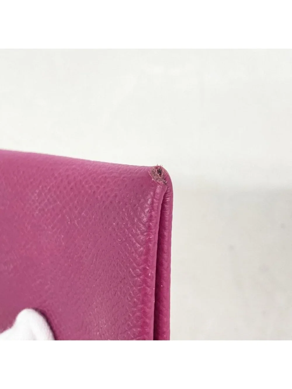 Hermes Card Case Calvi Veau Epsom Rose Purple Silver